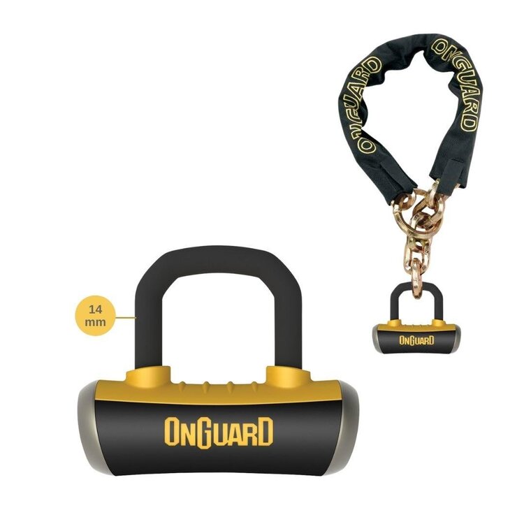 Onguard Mastiff Zincir ve 14mm Boxxer Kilit 8019 LPX 130cmX10mm