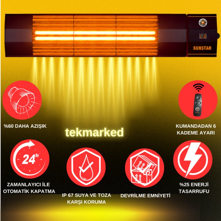 SUNSTAR HALOJEN ELEKTİRİKLİ SOBA İNFRARED ISITICI KUMANDALI 1800W
