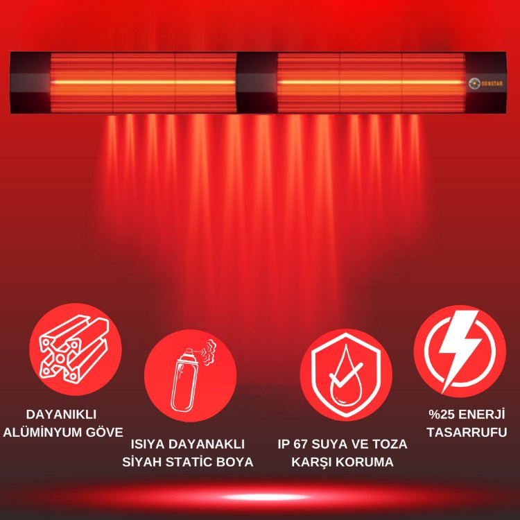 SUNSTAR DIŞ MEKAN HALOJEN ELEKTİRİKLİ SOBA İNFRARED ISITICI 4000W
