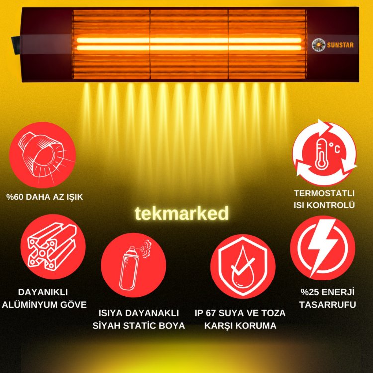 SUNSTAR HALOJEN ELEKTİRİKLİ SOBA İNFRARED ISITICI 1800W TERMOSTAT