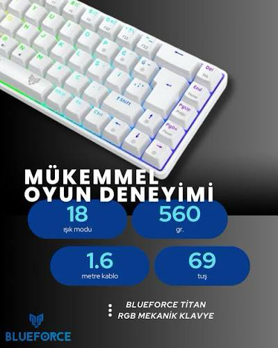 Blueforce oyuncu mekanik klavye rgb sıfır garantili