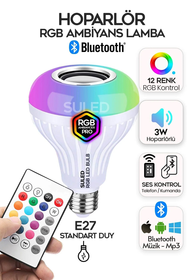 Bluetooth hoparlör lamba rgb renkli, 