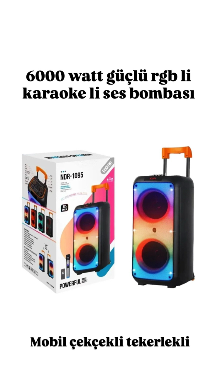 Ndr 1095 ultra bass özellikli karaokeli kumandalı rgb ses bombası