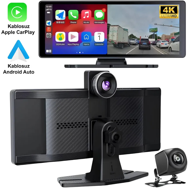 Araç bluetooth aekranı 10” çift güvenlik kameralı