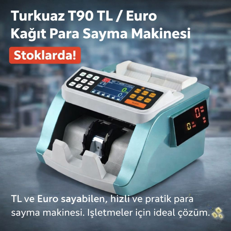 Turkuaz T90 yeni model ⚡️%100 performans karışık para sayma cihazı sıfır 2 yıl garantili