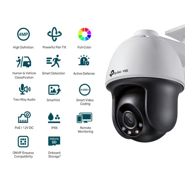 TP-LINK VIGI C540 V2 4MP 4MM LENS 30 METRE 7/24 FULL COLOR TAKİP PAN&TILT