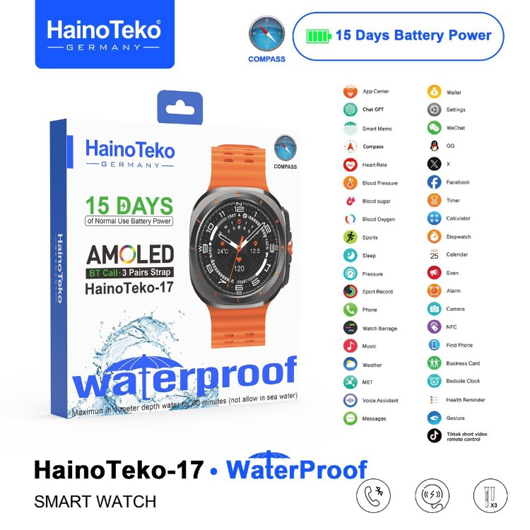 HAİNOTEKO 17 AKILLI SAAT 10 GÜN ŞARJ SÜRELİ