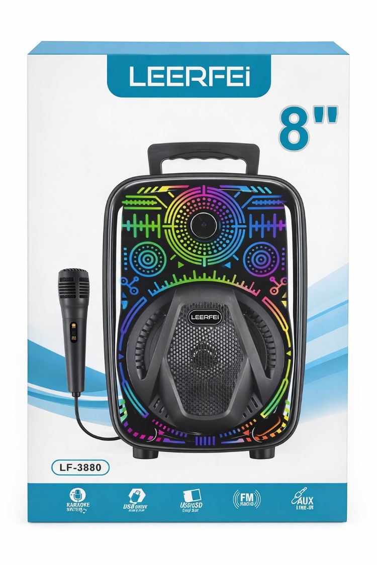 LEERFEİ 8 İNÇ BLUETOOTH HOPORLÖR MİKROFONLU