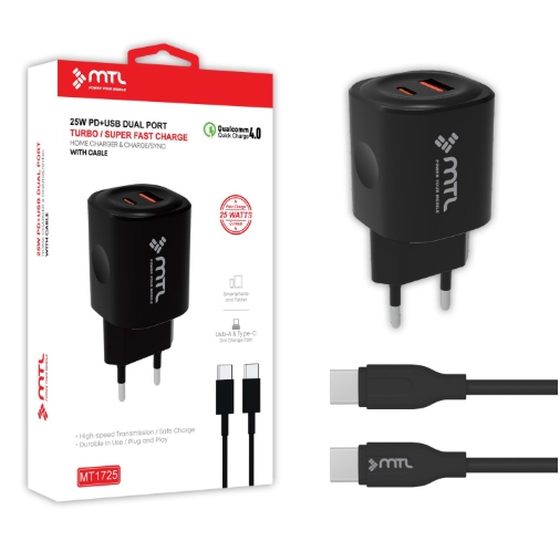 25W QC 4.0 SÜPER TURBO TYPE-C PORT+USB PORT TYPE-C TYPE-C ŞARJ CİHAZI
