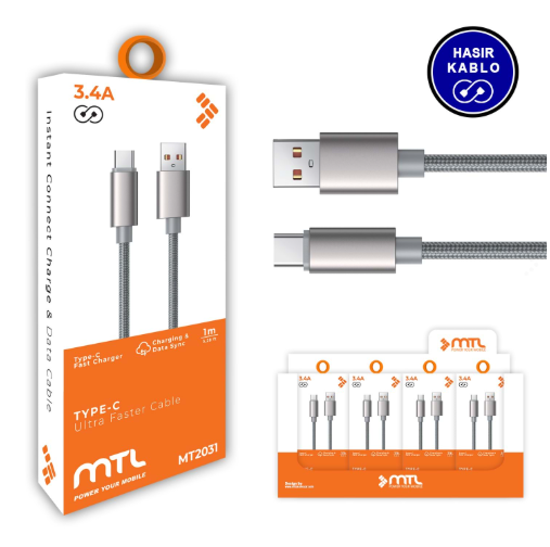 3.4A TYPE C USB ŞARJ DATA KABLO