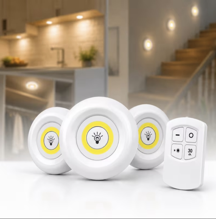 LED Işık Kablosuz Uzaktan Kumandalı Dolap İçi LED Ampul Seti