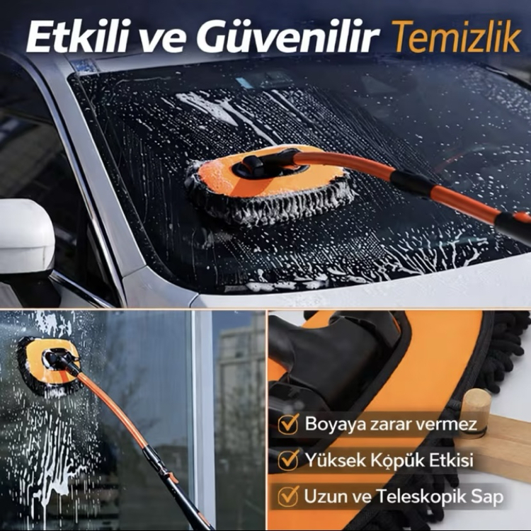Ayarlanabilir Teleskopik Mikrofiber Araç Yıkama Fırçası Kuru Islak Oto Yıkama Fırçası