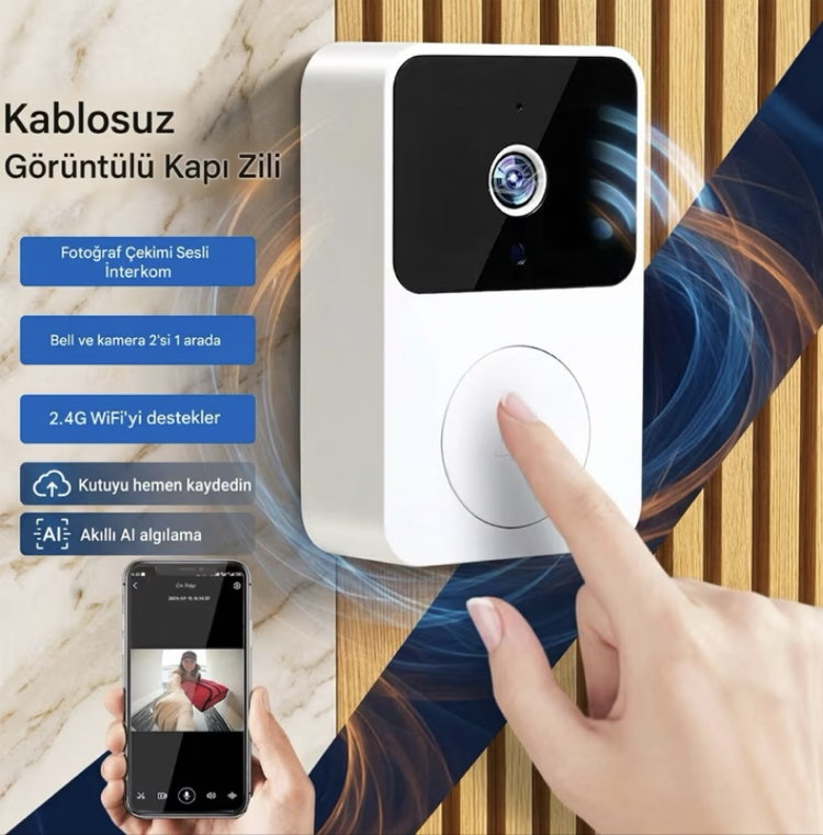 Kablosuz HD Video Kapı Zili – WiFi Bağlantılı Akıllı Güvenlik Kamerası