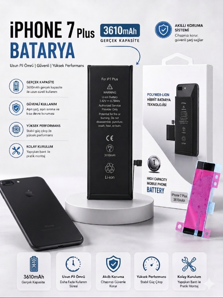 iPhone 7 Plus Yüksek Kapasiteli Batarya(3610mAh)