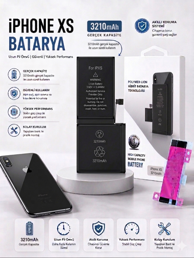 iPhone XS Yüksek Amperli Batarya (3210mAh)
