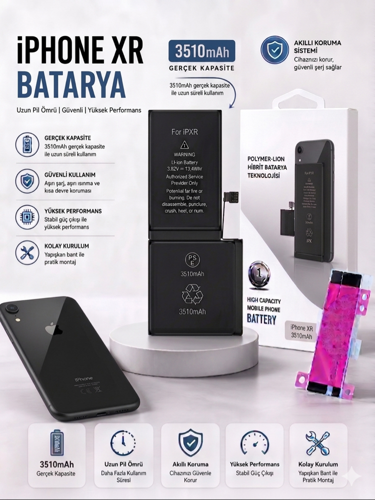 iPhone XR Yüksek Amperli Batarya (3510mAh)