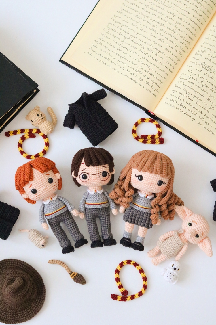 Harry Potter Karakterleri ve Hayvanlar Seti (Harry, Ron, Hermione, Dobby, ve hayvanlar)