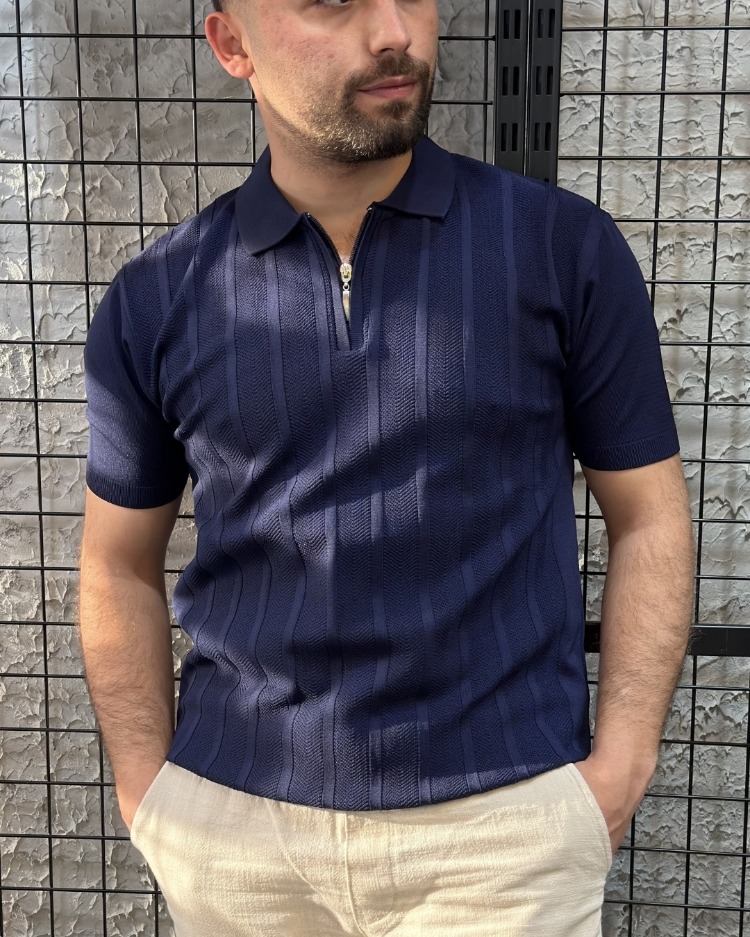 Triko Polo Yaka Lacivert T-Shirt