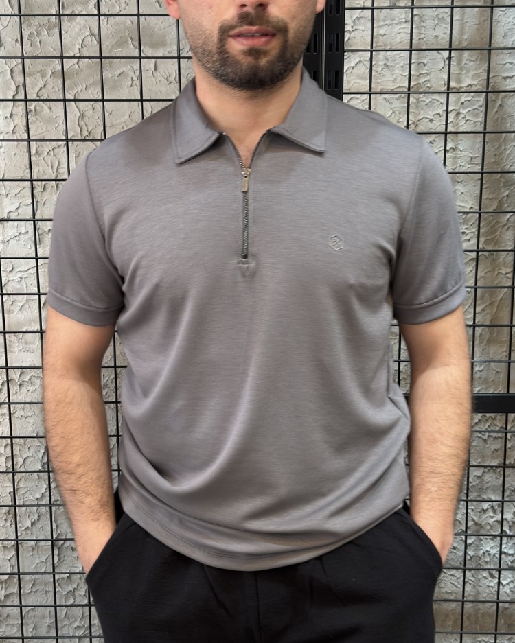Regular Fit Polo Yaka Fermuarlı %100 Pamuk T-Shirt