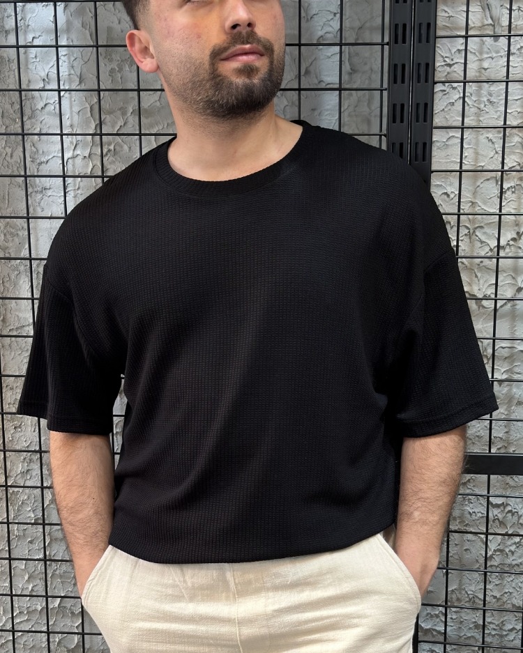 Oversize Triko Siyah T-Shirt