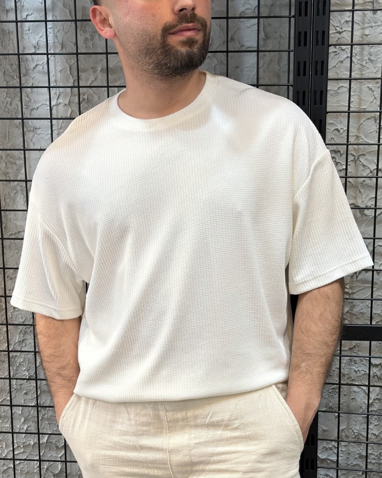 Oversize Beyaz Triko T-Shirt