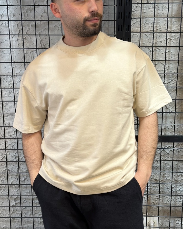 %100 Pamuk Oversize Sütlü Kahve T-Shirt