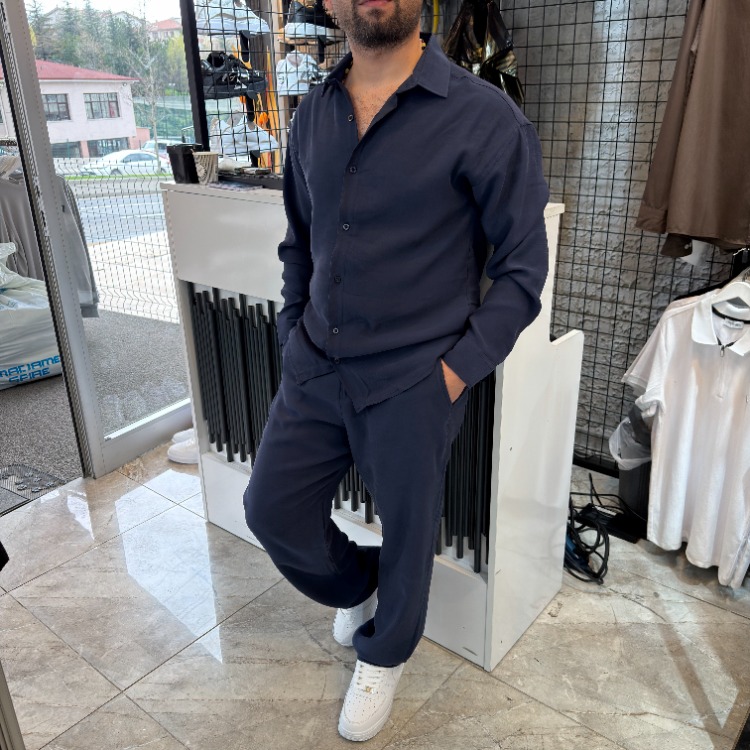 Krinkıl Oversize Premium Takım Lacivert