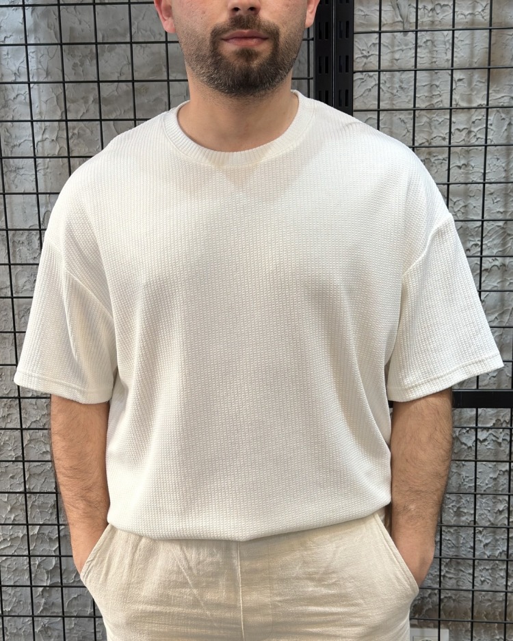 Oversize Beyaz Triko T-Shirt