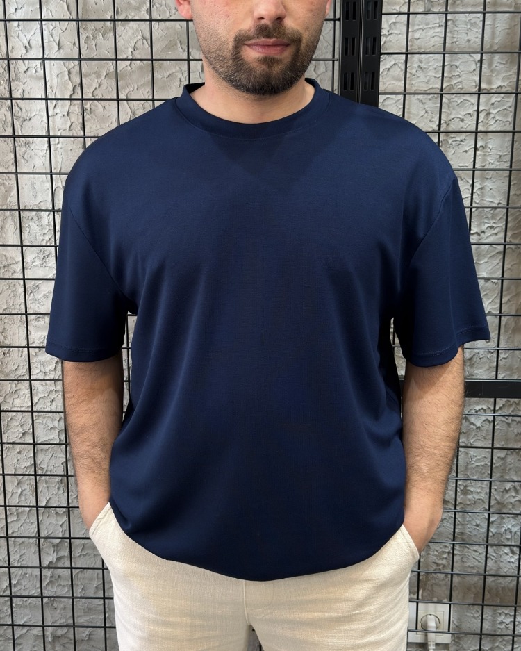 Oversize Oysho Kumaş Lacivert T-Shirt