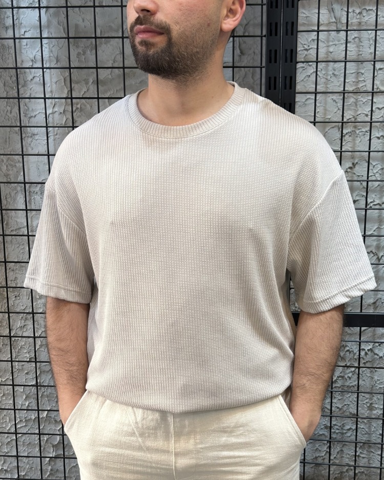 Oversize Triko Krem T-Shirt