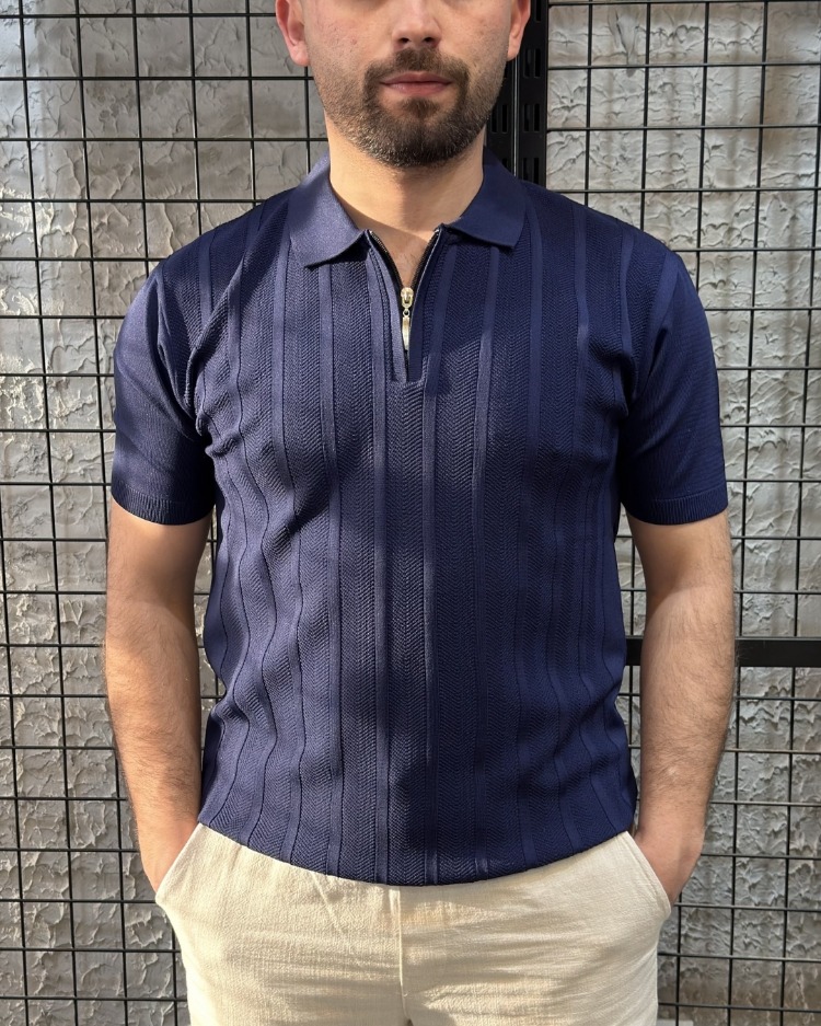 Triko Polo Yaka Lacivert T-Shirt