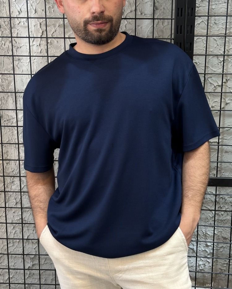 Oversize Oysho Kumaş Lacivert T-Shirt