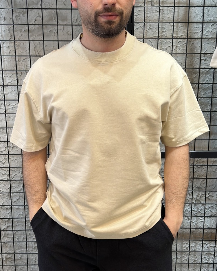 %100 Pamuk Oversize Sütlü Kahve T-Shirt