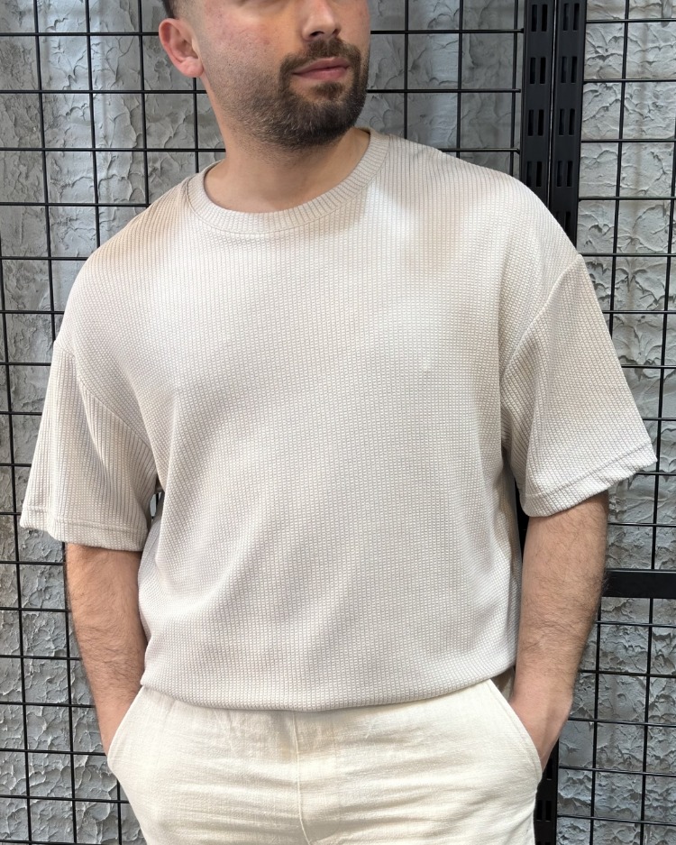 Oversize Triko Krem T-Shirt