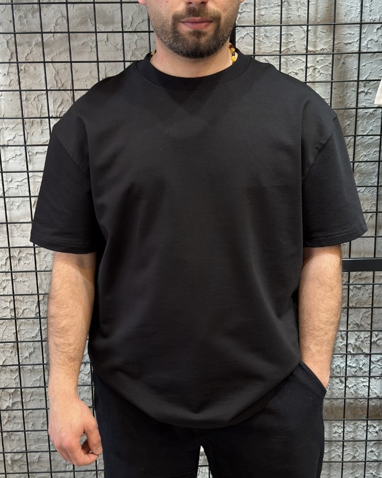Oversize Oysho Kumaş Siyah T-Shirt