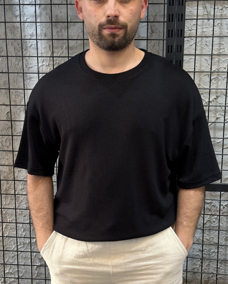 Oversize Triko Siyah T-Shirt