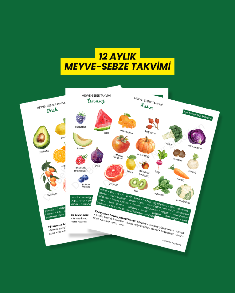 12 Aylık Meyve Sebze Takvimi