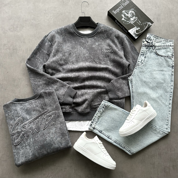YIKAMALI KUMAŞ SWEAT + BAGGY KOT PANTALON 