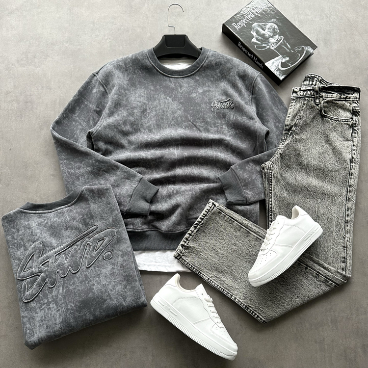 YIKAMALI KUMAŞ SWEAT + BAGGY KOT PANTALON 