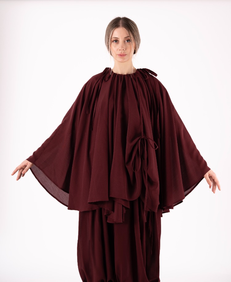 bağcık pelerin (bordo)