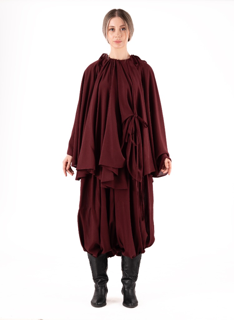 bağcık pelerin (bordo)