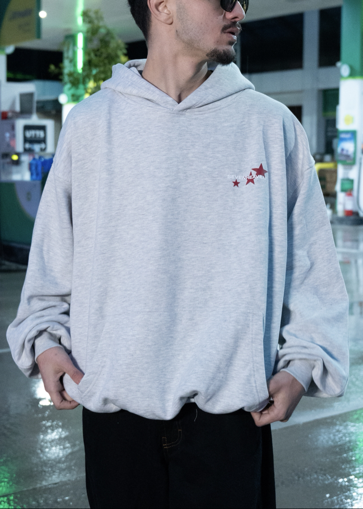 S.H Star Print | Grey Oversize Hoodie