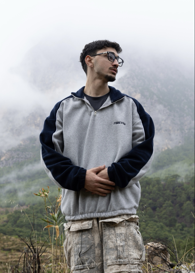 Forever Half Zip | Grey Polar Sweatshirt