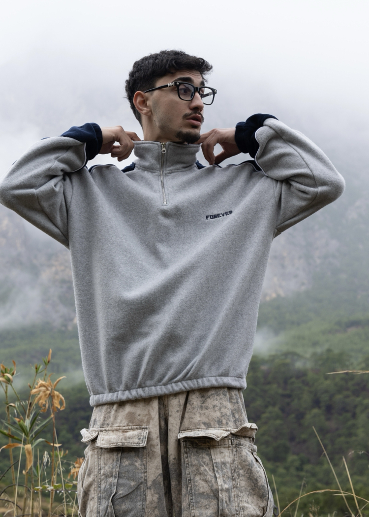 Forever Half Zip | Grey Polar Sweatshirt