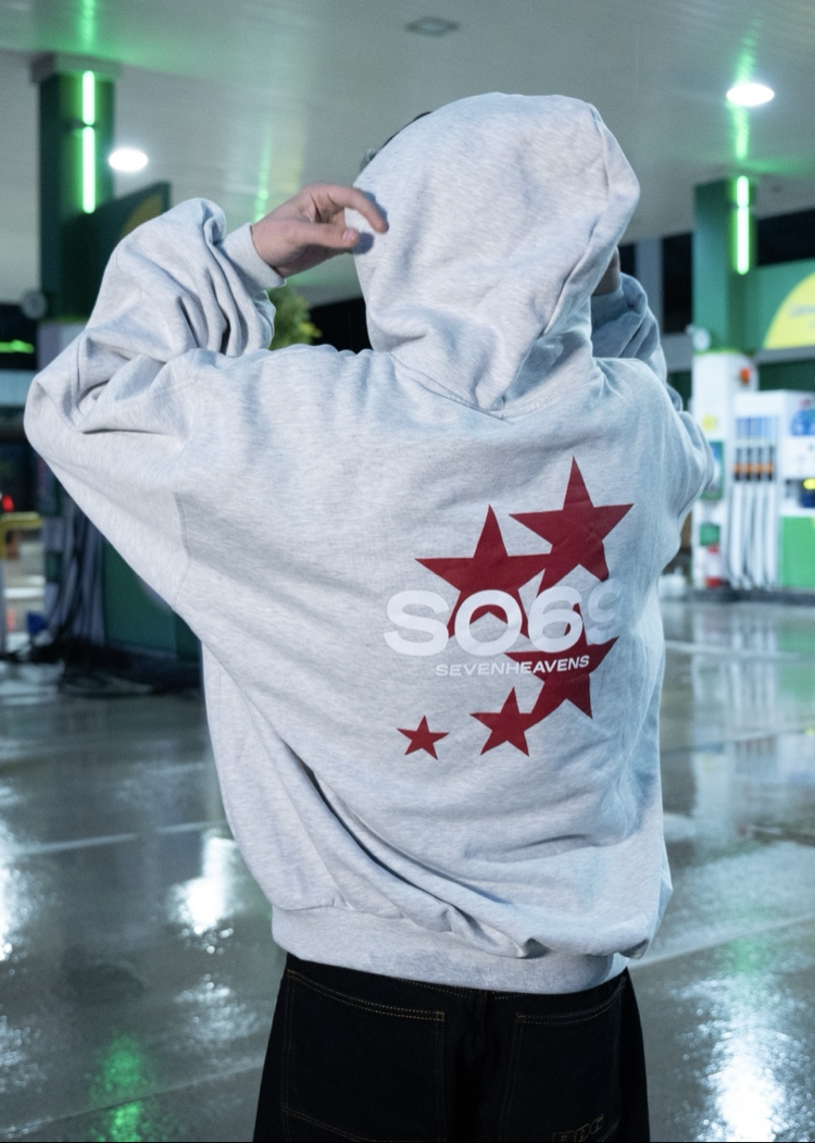 S.H Star Print | Grey Oversize Hoodie