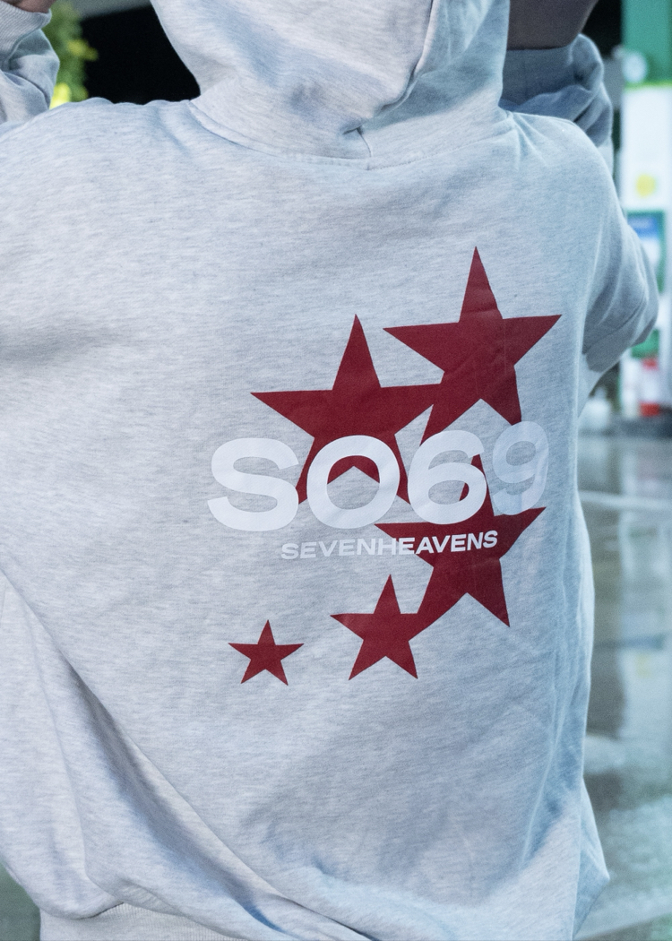 S.H Star Print | Grey Oversize Hoodie