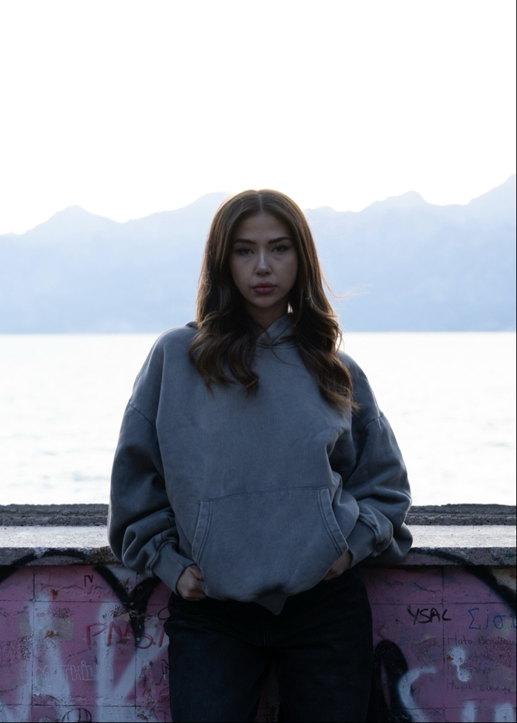 S.H Grey Boxy | Acid Wash Hoodie