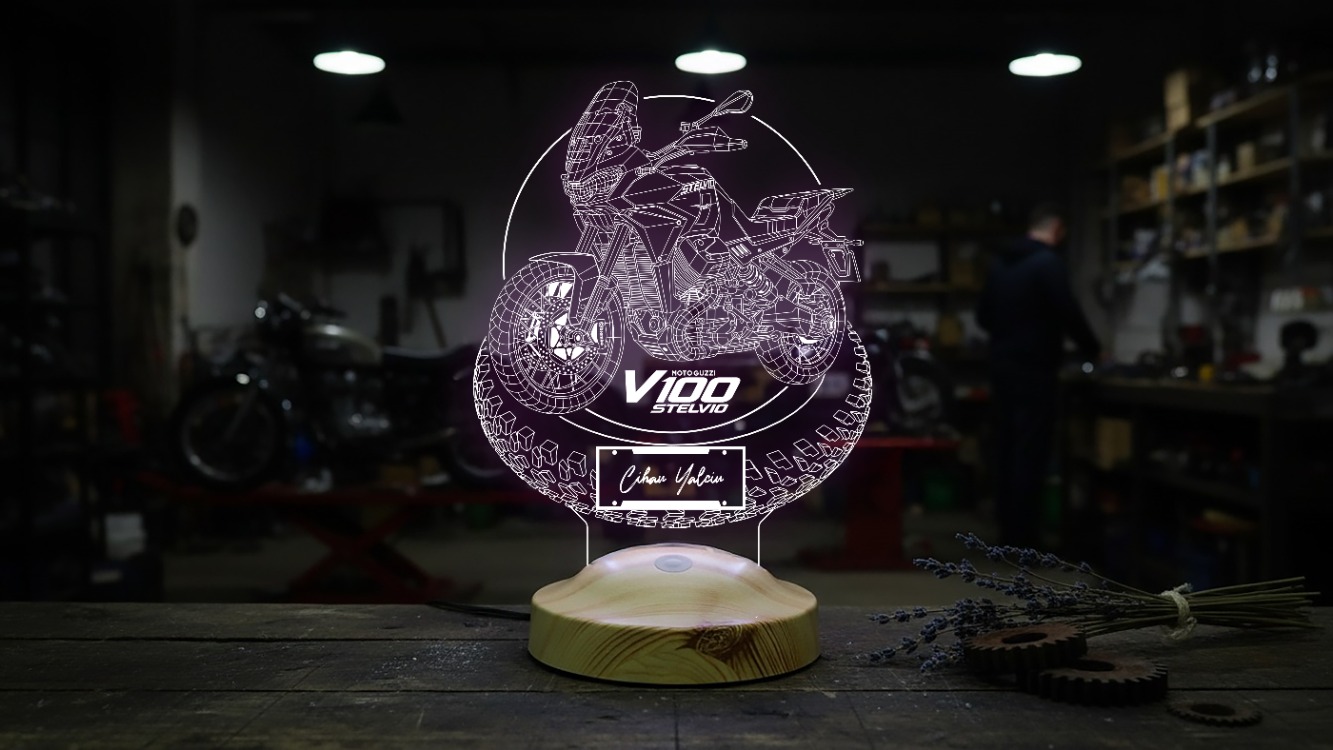 Moto Guzzi V100 Stelvio 3D Led Gece Lambası