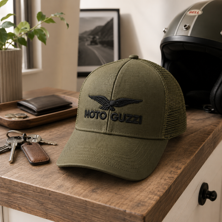 Moto Guzzi Nakışlı Haki Trucker Şapka I ÖN SİPARİŞ