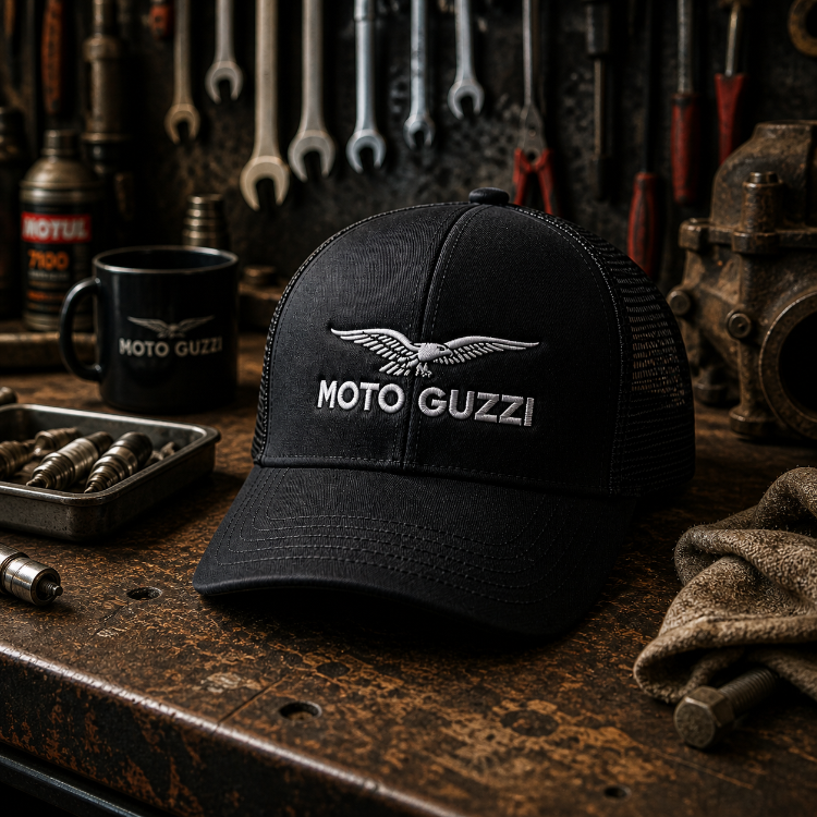 Moto Guzzi Nakışlı Siyah Trucker Şapka I ÜRETİMDE